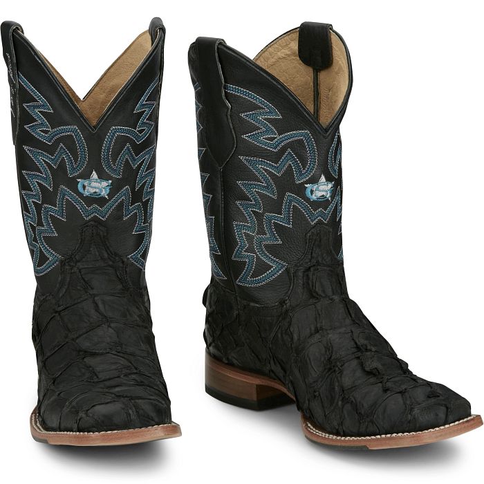 Load image into Gallery viewer, Justin 11" George Strait Ocean Front Pirarucu Boot - Black
