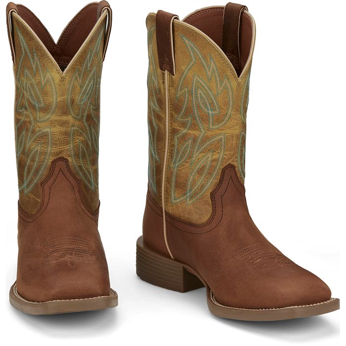Load image into Gallery viewer, Justin 11" Canter Water Buffalo Square Toe Boot - Brown
