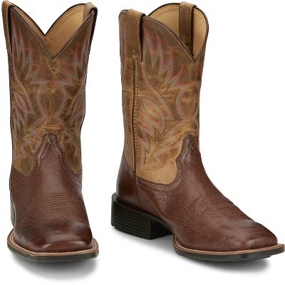 Load image into Gallery viewer, Justin 11" Conroe Square Toe Smooth Ostrich Print Boot - Kango Tobacco

