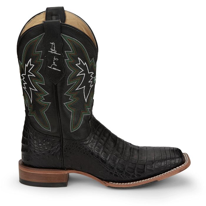 Load image into Gallery viewer, Justin 11" George Strait Haggard Caiman Boot - Black
