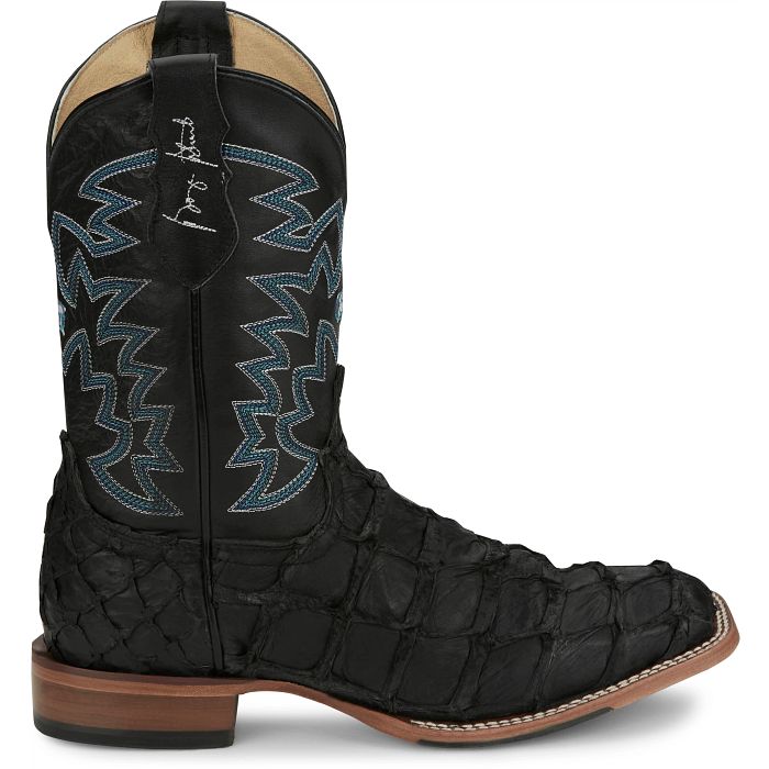 Load image into Gallery viewer, Justin 11" George Strait Ocean Front Pirarucu Boot - Black
