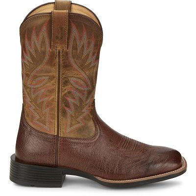Justin 11" Conroe Square Toe Smooth Ostrich Print Boot - Kango Tobacco