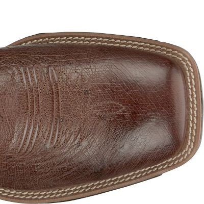 Justin 11" Conroe Square Toe Smooth Ostrich Print Boot - Kango Tobacco