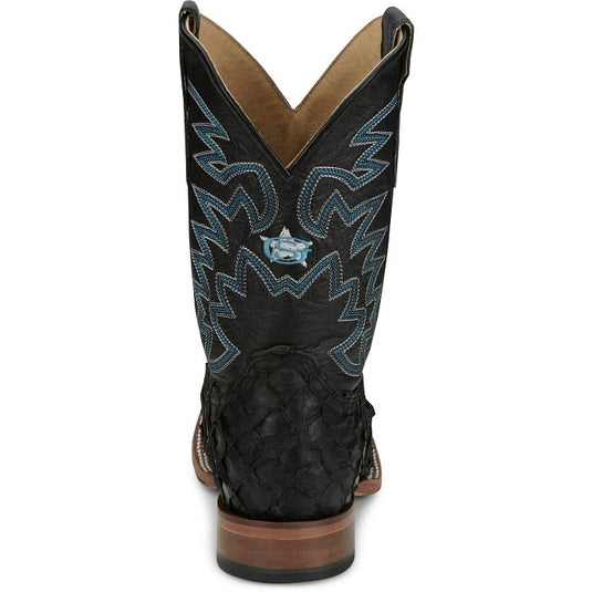 Justin 11" George Strait Ocean Front Pirarucu Boot - Black