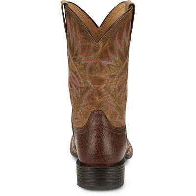 Justin 11" Conroe Square Toe Smooth Ostrich Print Boot - Kango Tobacco