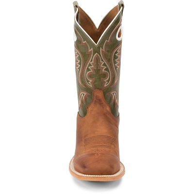 Justin 11" Bent Rail Austin Square Toe Cowhide Boot - Cognac