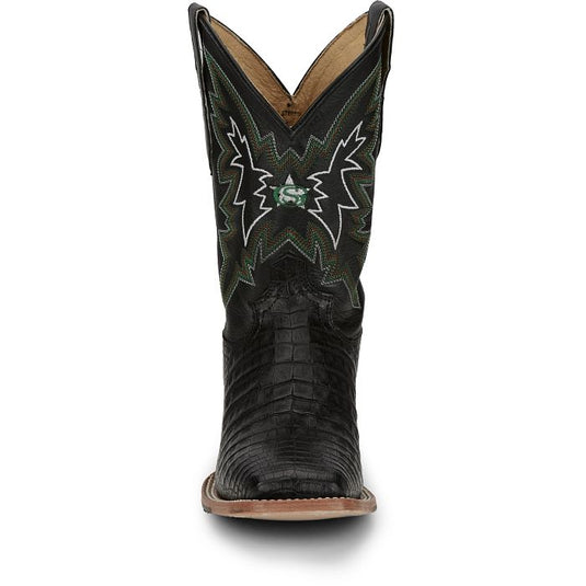 Justin 11" George Strait Haggard Caiman Boot - Black