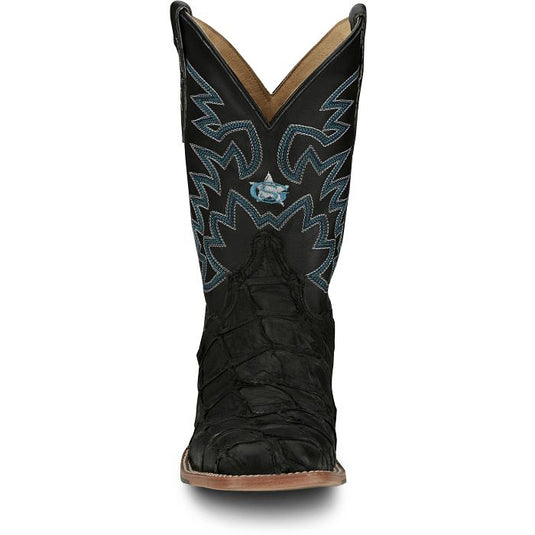 Justin 11" George Strait Ocean Front Pirarucu Boot - Black