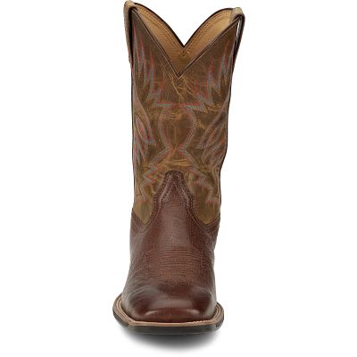 Justin 11" Conroe Square Toe Smooth Ostrich Print Boot - Kango Tobacco