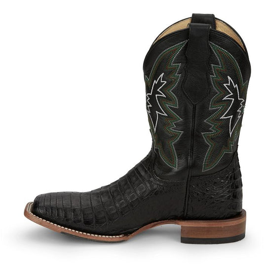 Justin 11" George Strait Haggard Caiman Boot - Black