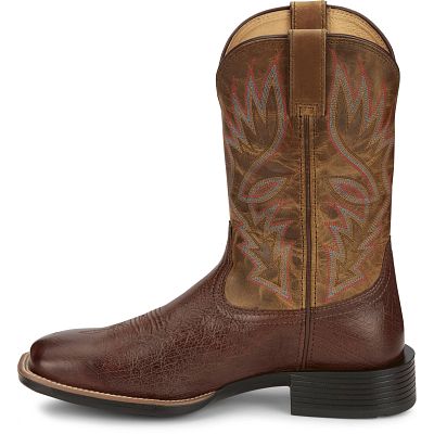 Load image into Gallery viewer, Justin 11" Conroe Square Toe Smooth Ostrich Print Boot - Kango Tobacco
