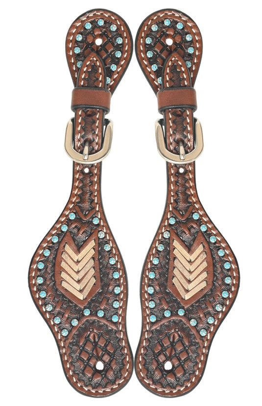 Rafter T Turquoise Rawhide Spur Straps - Kids