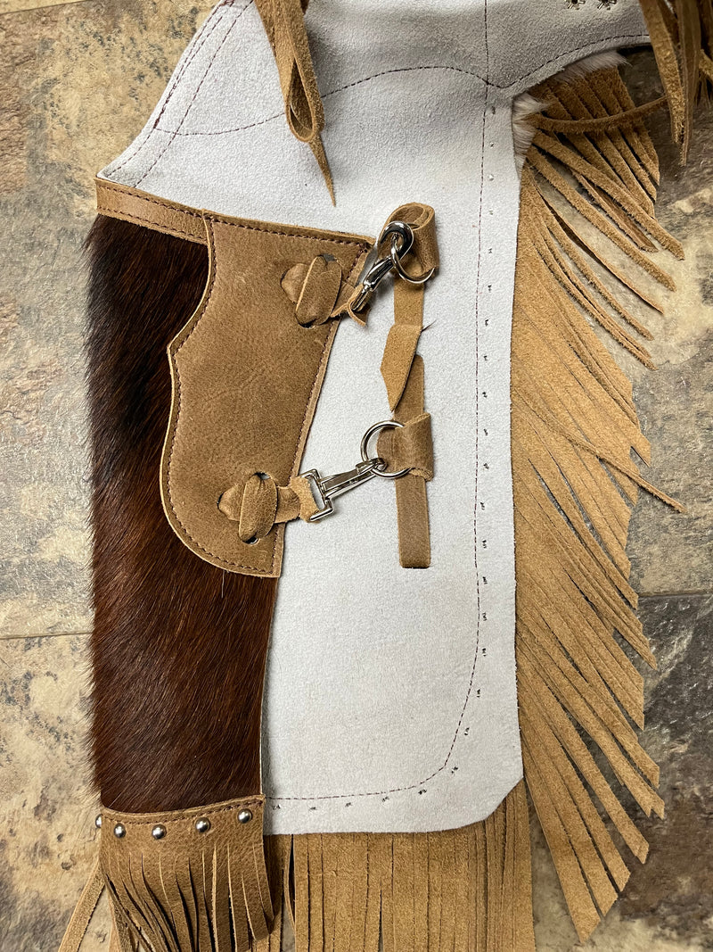 Load image into Gallery viewer, Kids Cowhide Chinks with Dots
