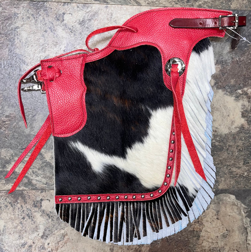 Load image into Gallery viewer, Kids Cowhide Chinks with Dots
