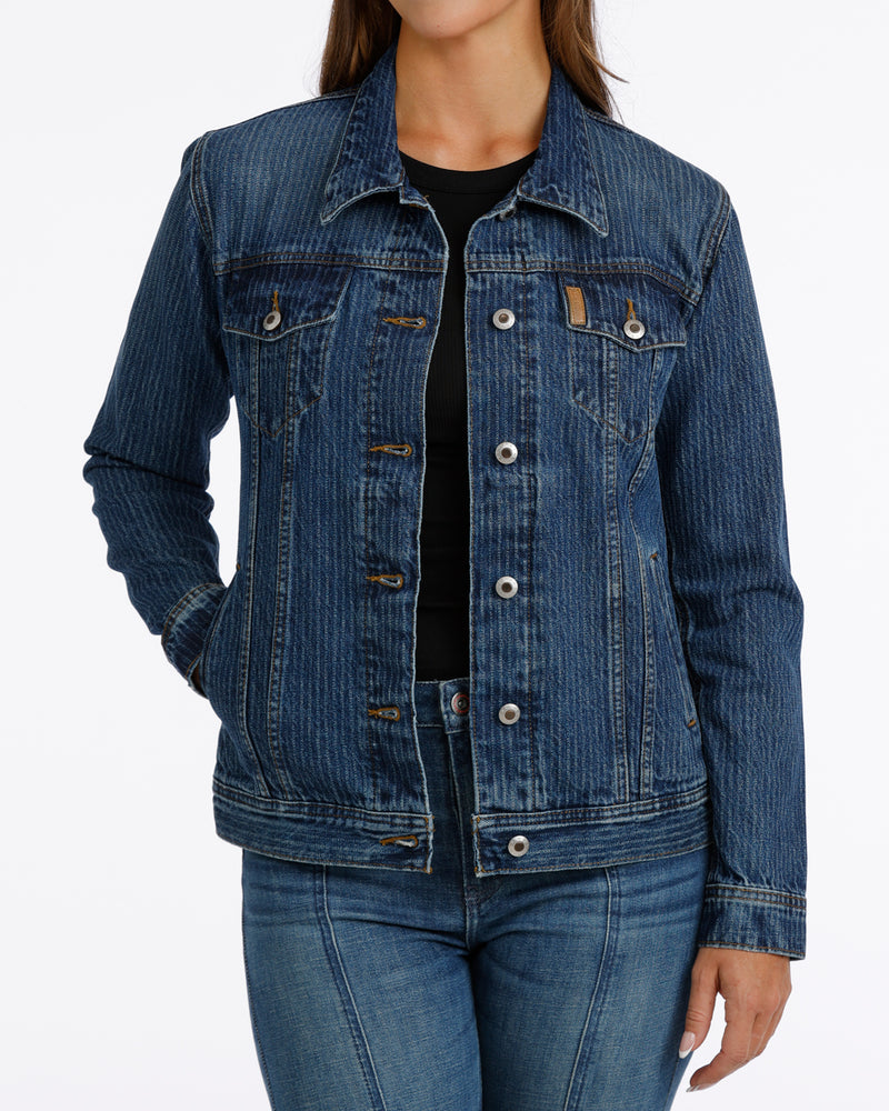 Load image into Gallery viewer, Cinch Womens Denim Trucker Jacket - Dark Stonewash
