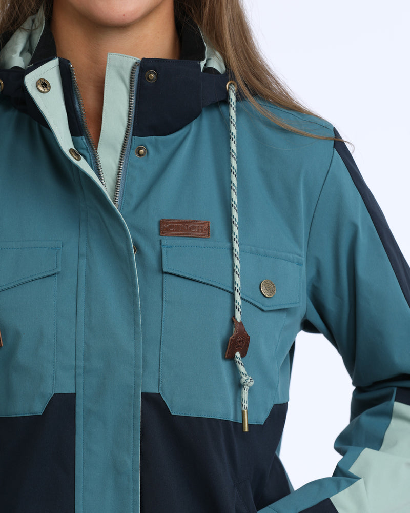 Load image into Gallery viewer, Cinch Womens Color Blocked Cropped Chore Jacket - Teal
