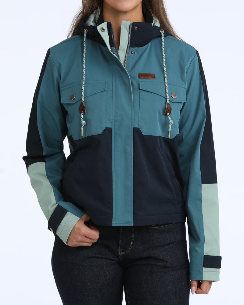 Load image into Gallery viewer, Cinch Womens Color Blocked Cropped Chore Jacket - Teal
