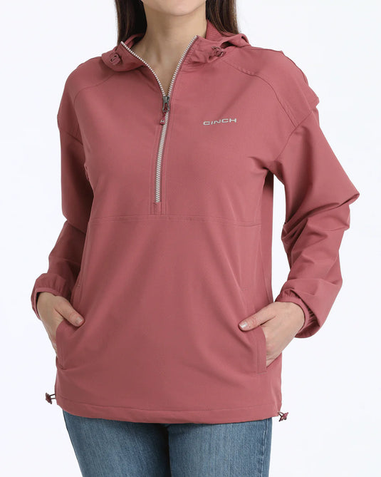 Cinch Womens 1/2 Zip Dobby Windbreaker Pullover - Pink