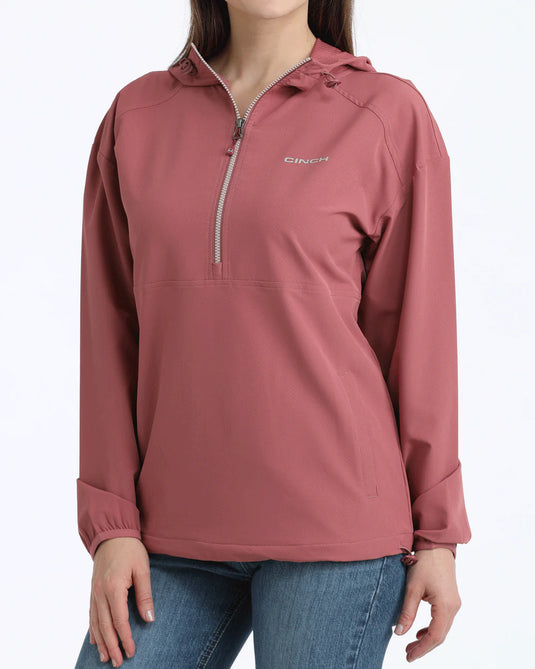 Cinch Womens 1/2 Zip Dobby Windbreaker Pullover - Pink