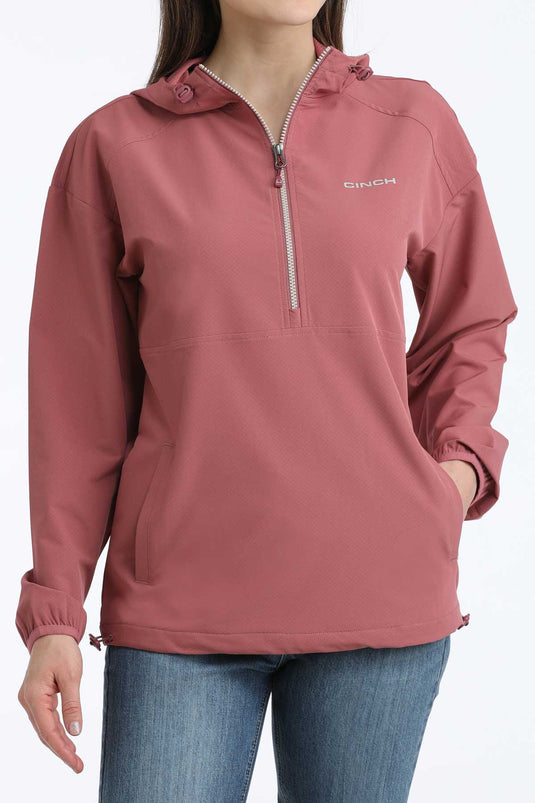 Cinch Womens 1/2 Zip Dobby Windbreaker Pullover - Pink
