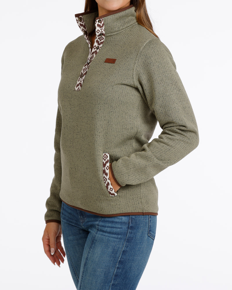 Load image into Gallery viewer, Cinch Womens 1/4 Button Sweater Knit Fleece Pullover - Olive
