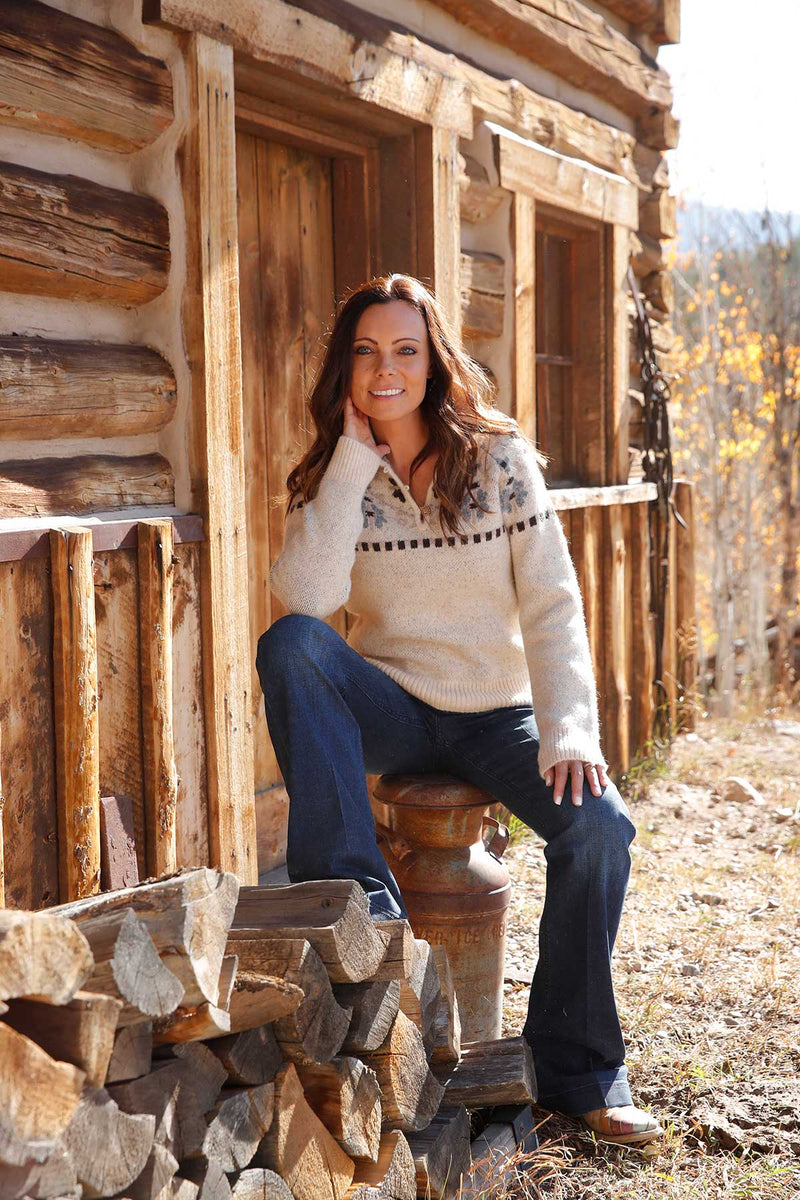 Load image into Gallery viewer, Cinch Womens 1/4 Button Sweater Knit Pullover - Cream
