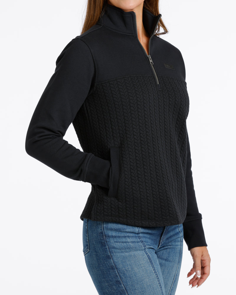 Load image into Gallery viewer, Cinch Womens 1/4 Zip Rib Knit Pullover - Black
