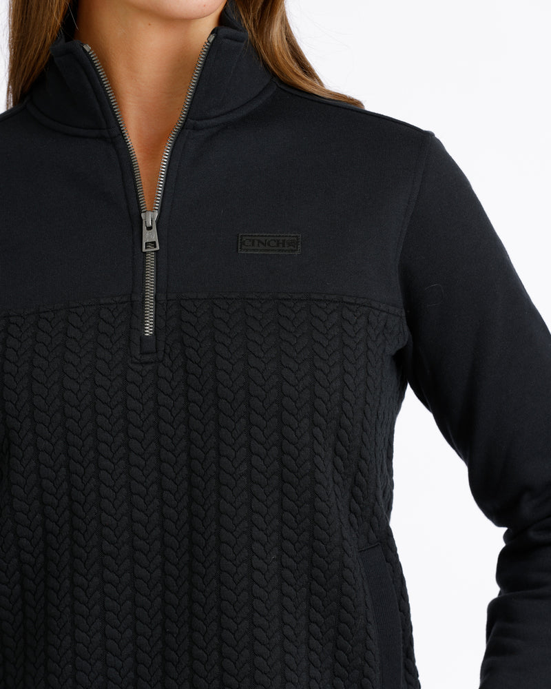 Load image into Gallery viewer, Cinch Womens 1/4 Zip Rib Knit Pullover - Black
