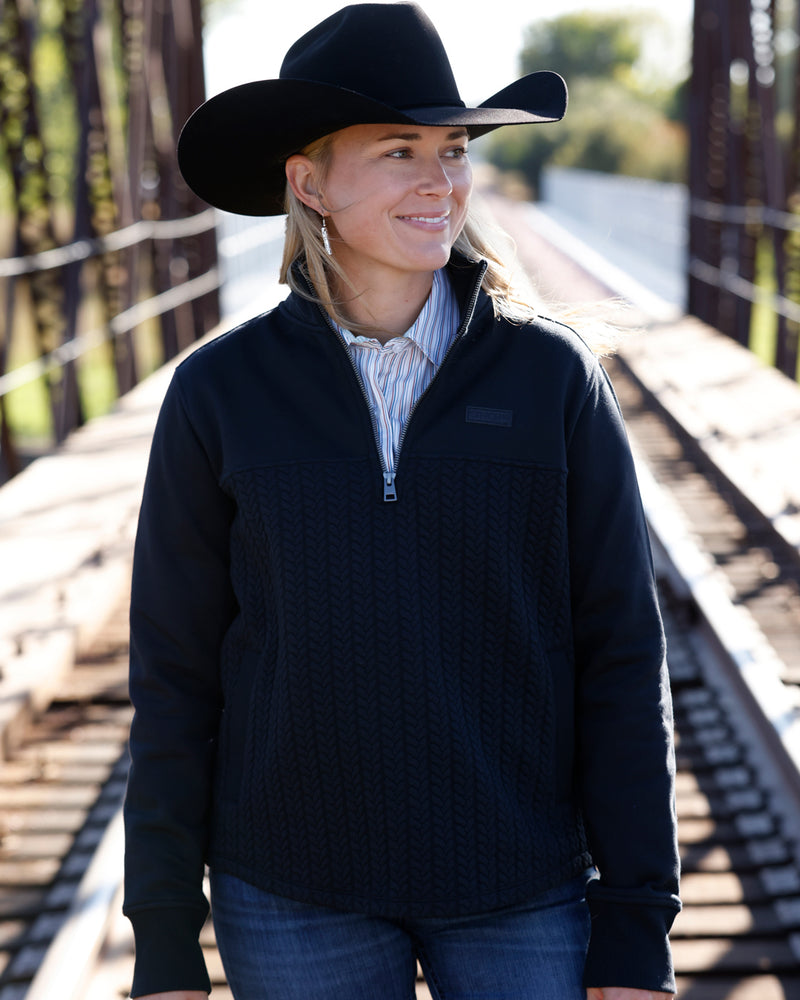 Load image into Gallery viewer, Cinch Womens 1/4 Zip Rib Knit Pullover - Black

