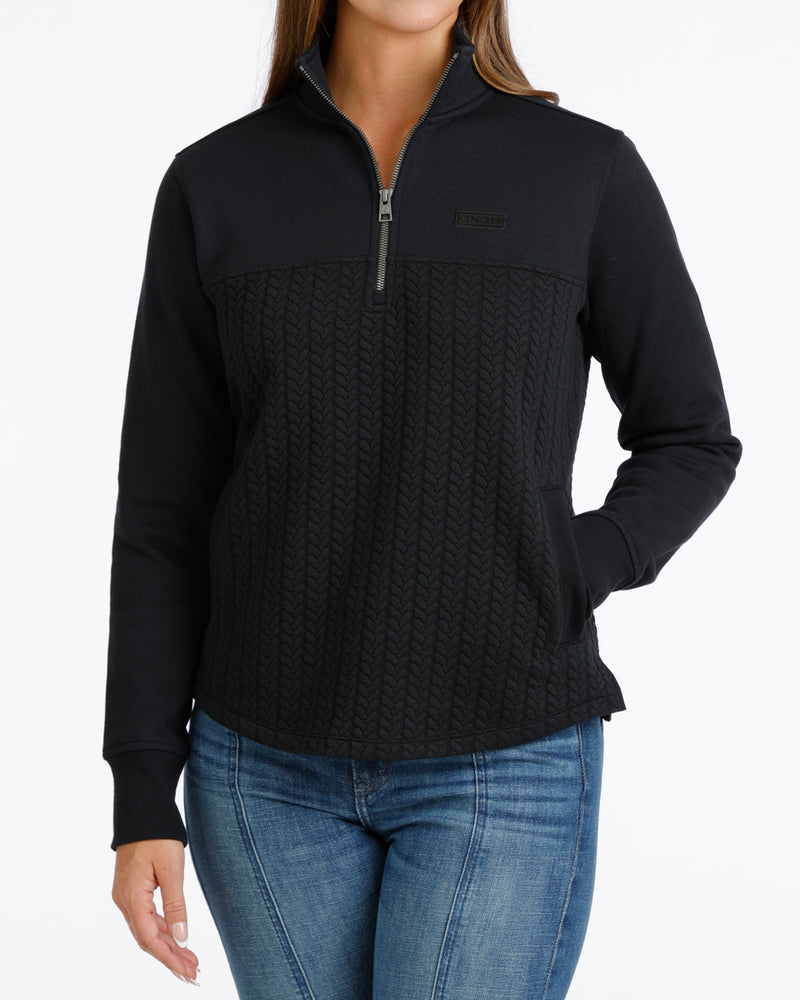 Load image into Gallery viewer, Cinch Womens 1/4 Zip Rib Knit Pullover - Black
