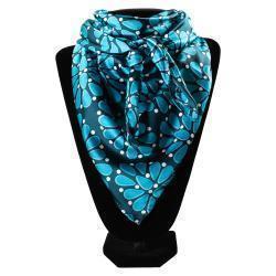 M & F 100% Silk Turquoise Stone Print Wild Rag - 33x33