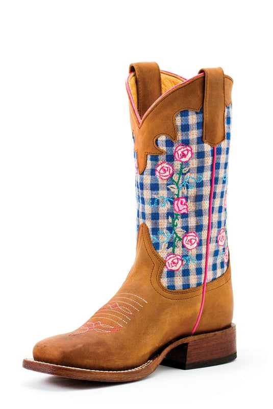 Macie Bean Kid's Honey Crazy Horse DB Toe Boot - Honey