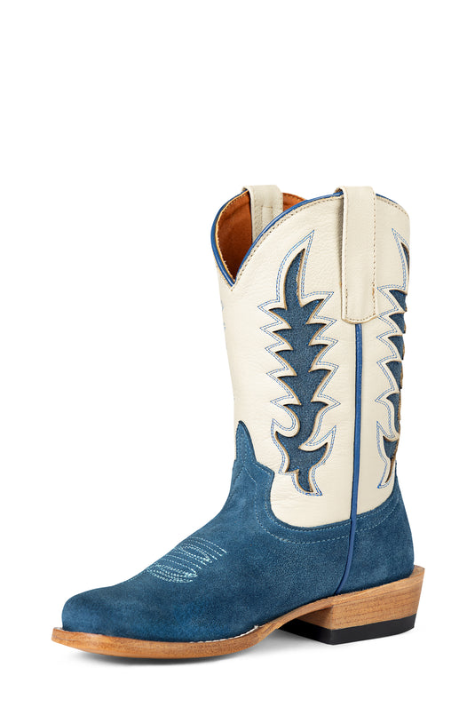 Macie Bean Kid's Cream Mercedes TK Toe Boot - Blue Suede