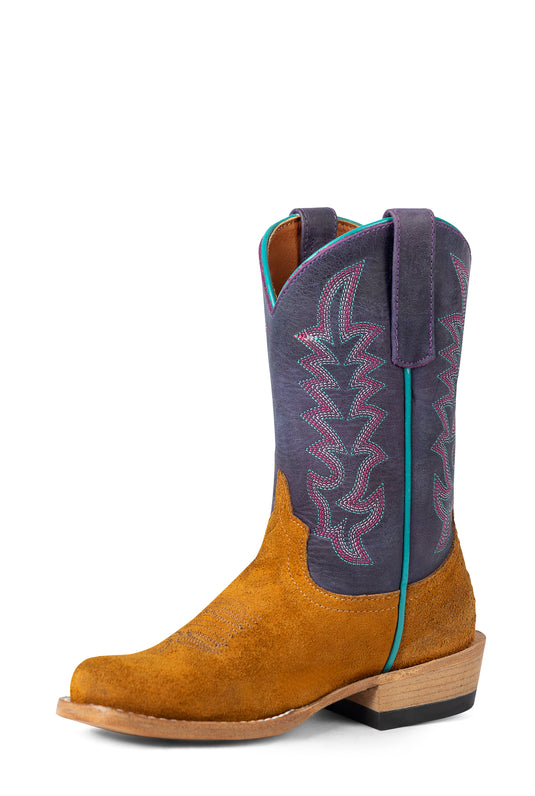 Macie Bean Kid's Purple Nashville TK Toe Boot - Snuff Waxy Commander