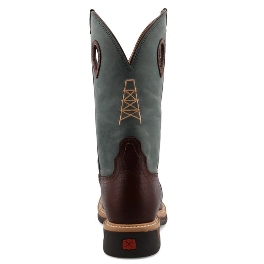 Twisted X 12" Cowboy Work Boot - Oiled Cognac/Blue