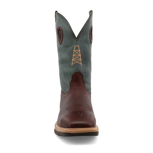 Twisted X 12" Cowboy Work Boot - Oiled Cognac/Blue