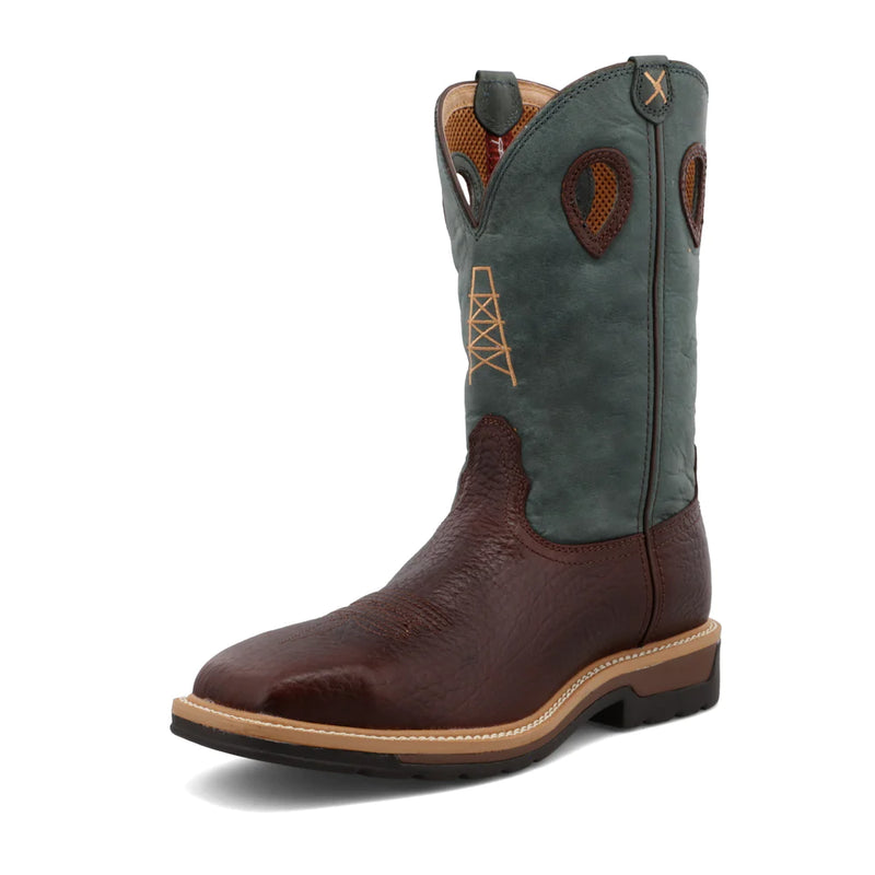 Load image into Gallery viewer, Twisted X 12" Cowboy Work Boot - Oiled Cognac/Blue
