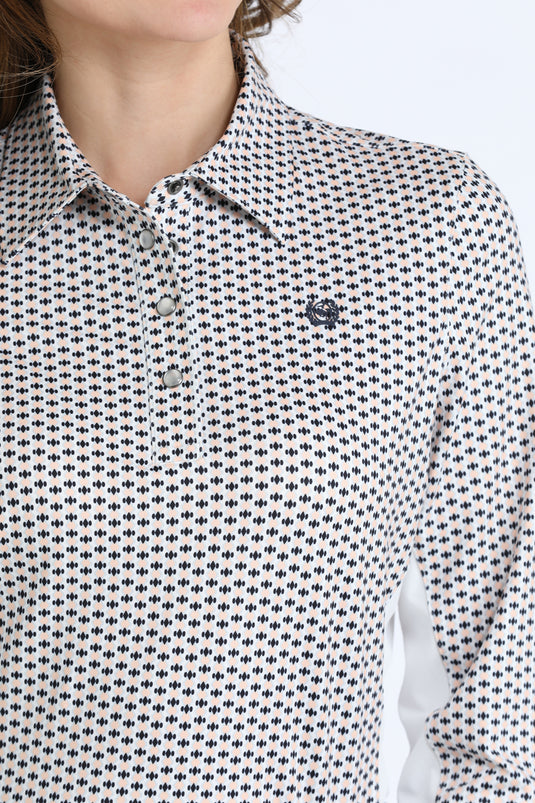 Cinch Womens Hybrid ARENAFLEX Long Sleeve Diamond Print Shirt - White