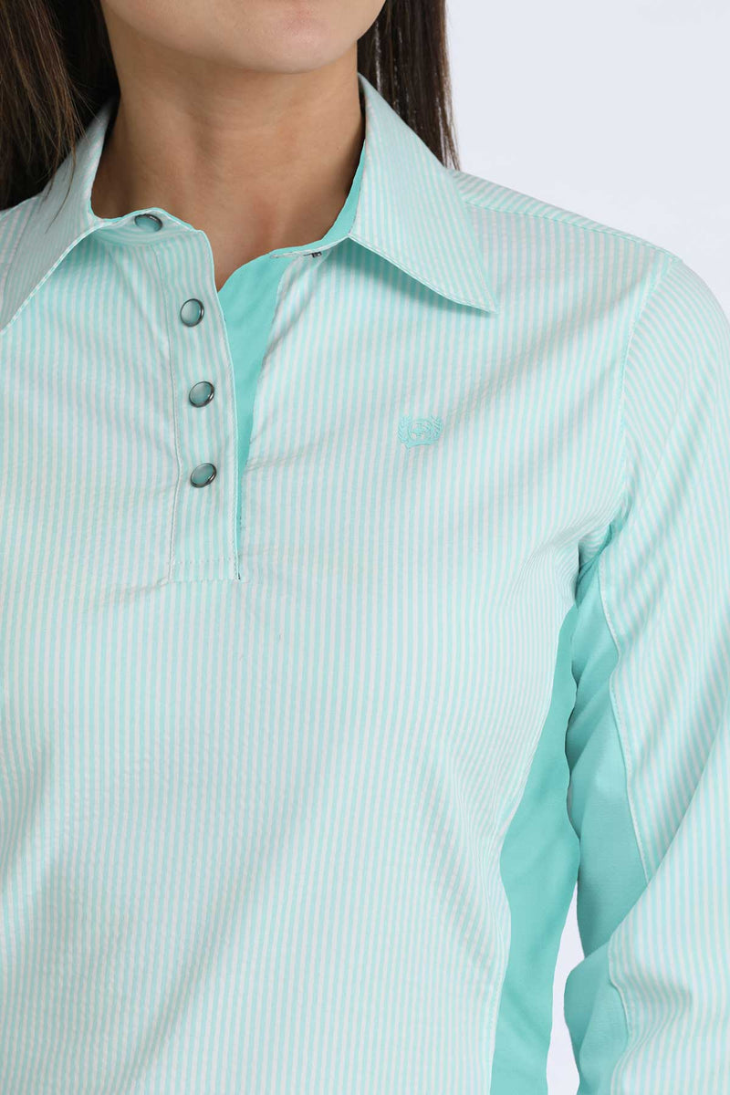 Load image into Gallery viewer, Cinch Womens Hybrid ARENAFLEX Long Sleeve Stripe Shirt - Light Blue

