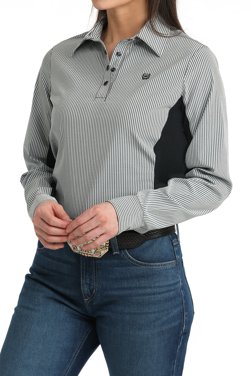Load image into Gallery viewer, Cinch Womens Hybrid ARENAFLEX Long Sleeve Stripe Shirt - Black
