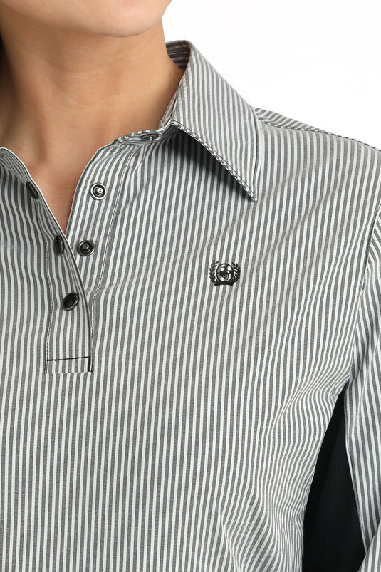 Cinch Womens Hybrid ARENAFLEX Long Sleeve Stripe Shirt - Black