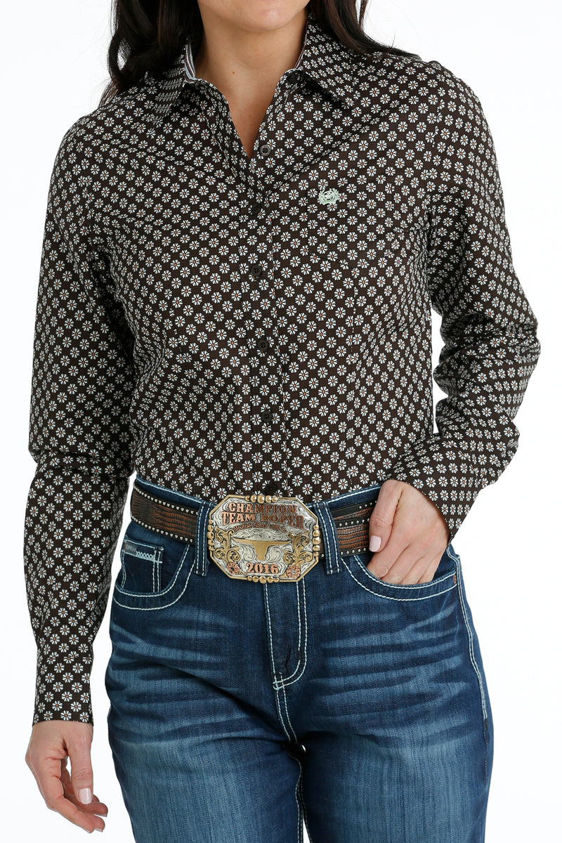 Load image into Gallery viewer, Cinch Womens Long Sleeve Print Shirt - Brown

