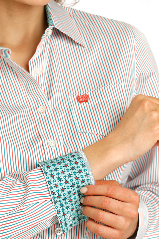 Cinch Womens Long Sleeve Stripe Shirt - Multi
