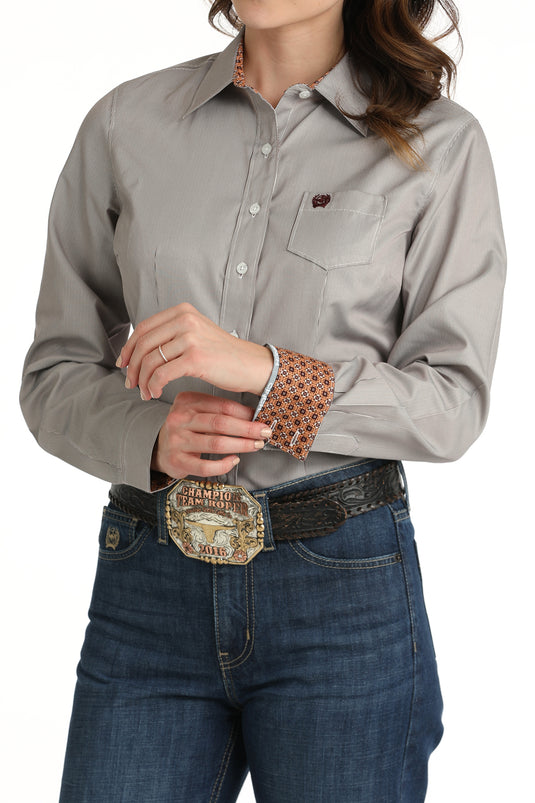 Cinch Womens TENCEL Long Sleeve Stripe Shirt - Purple/White