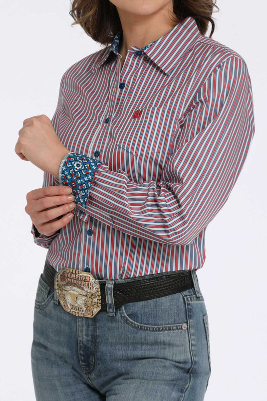 Cinch Womens Long Sleeve Stripe Shirt - Multi