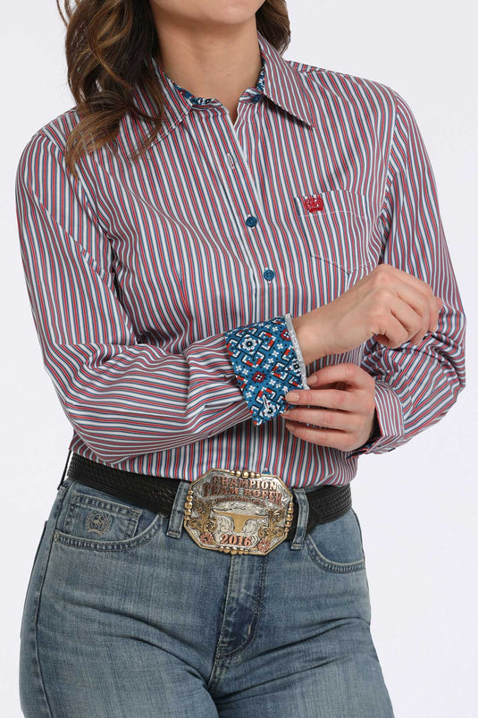 Cinch Womens Long Sleeve Stripe Shirt - Multi