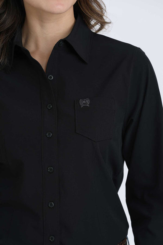 Cinch Womens ARENAFLEX Long Sleeve Solid Shirt - Black