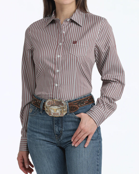 Cinch Womens TENCEL Long Sleeve Stripe Shirt - Multi