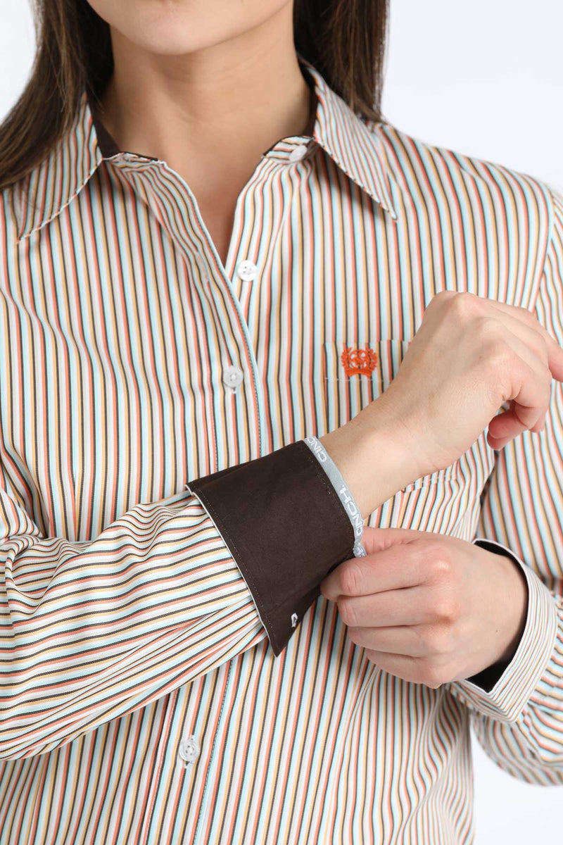 Load image into Gallery viewer, Cinch Womens TENCEL Long Sleeve Stripe Shirt - Multi
