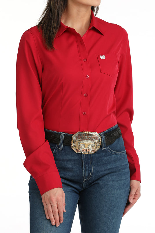 Cinch Womens ARENAFLEX Long Sleeve Solid Shirt - Pink